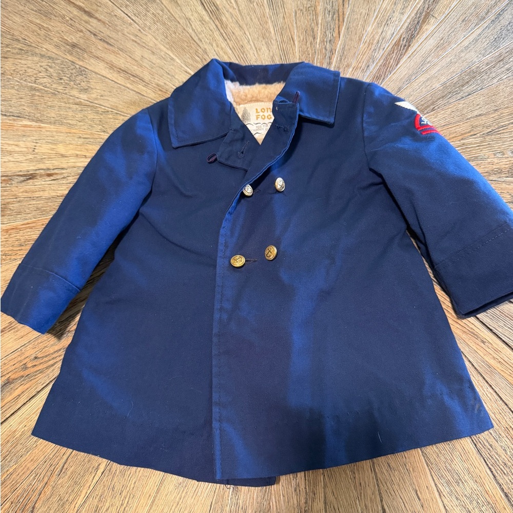 Vintage London Fog Toddler Coat Navy Sherpa Military Double Breasted 2T 1980s